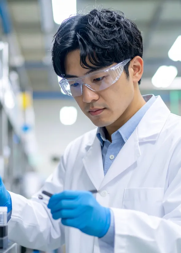 研究に取り組む社員